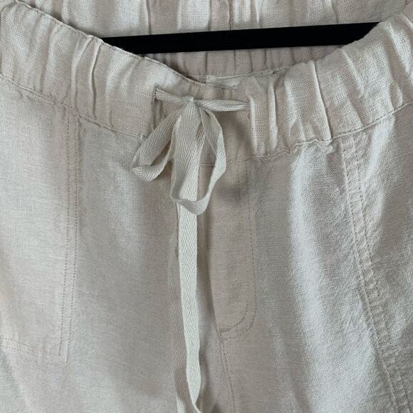 Caslon Size L Women's Drawstring Wide Leg Linen Blend Pants Flax Summer Comfort - Picture 4 of 7